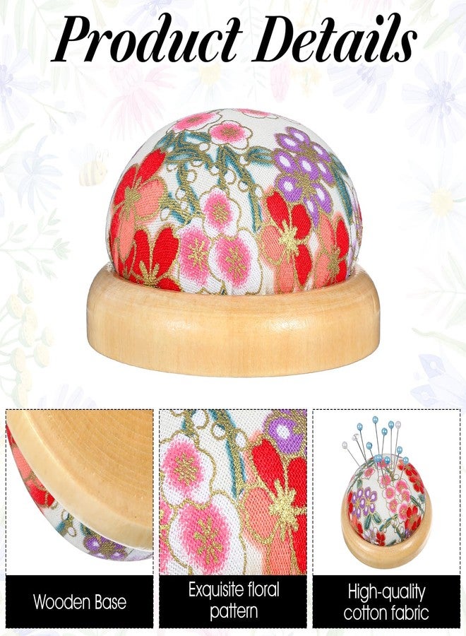 Buildcon 2 Piece Pin Cushion, Wooden Base Needle Holder for Sewing, Japanese Style Pin Cushions for Crafting, DIY Projects, Safe Needle Storage, 7cm Diameter, 3.85cm Height - Image 4